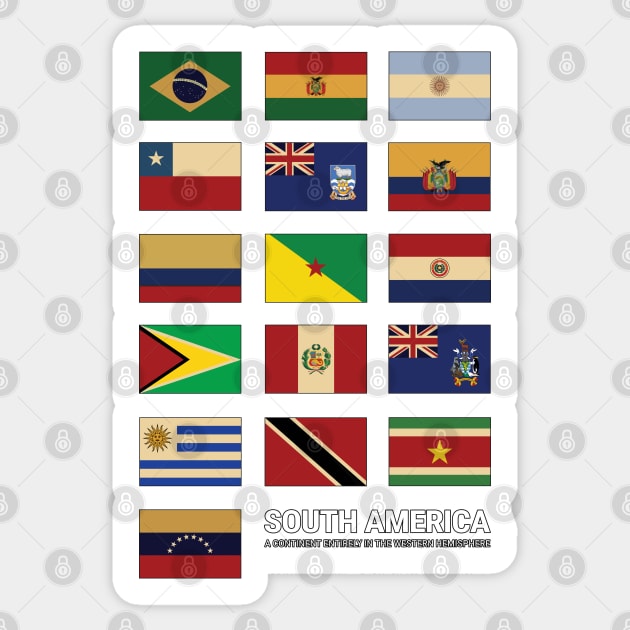 South America Country Flags Set Sticker by KewaleeTee